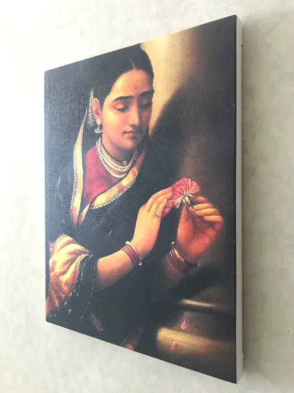 Mahashtrian_Lady_&_A_Stolen_Meeting,_Raja_Ravi_Varma_Paintings,_Set_of_2,_Framed_Canvas,_Multicolor