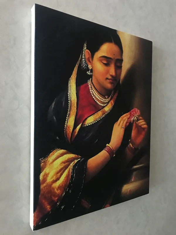 Mahashtrian_Lady_&_A_Stolen_Meeting,_Raja_Ravi_Varma_Paintings,_Set_of_2,_Framed_Canvas,_Multicolor