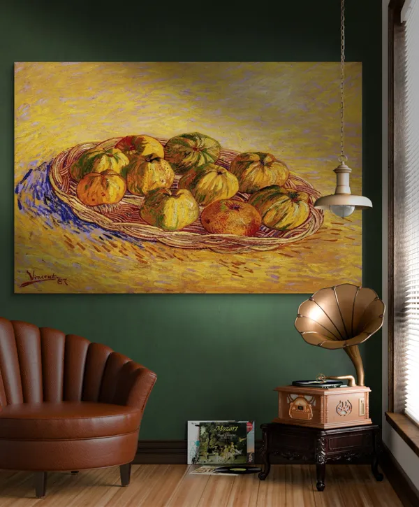 Still_Life_with_Basket_of_Apples_1887,_A_Painting_by_Van_Gogh,_Framed_Canvas,_Wall_Decor,_Multicolor