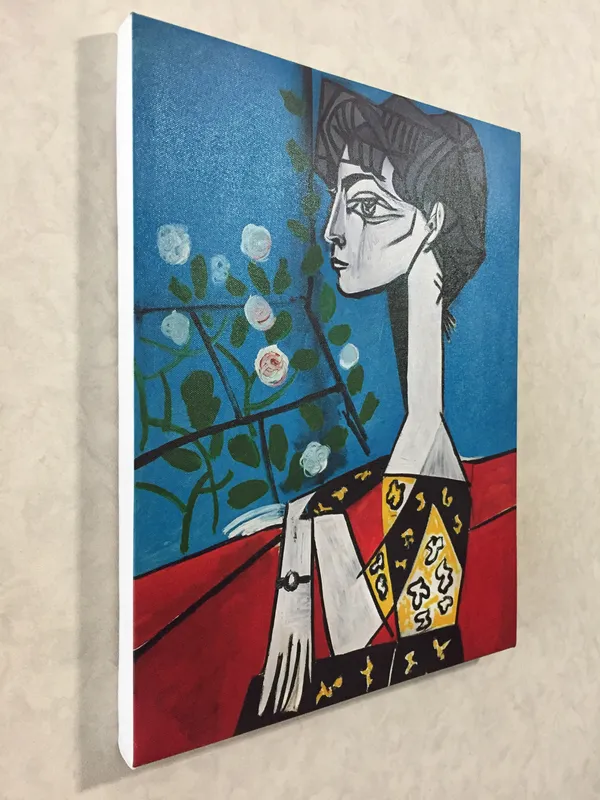Jacqueline_with_Flowers,_1954,_A_Painting_by_Pablo_Picasso,_Framed_Canvas,_Wall_Decor,_Multicolor