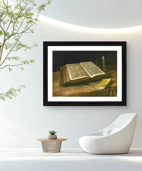 Still_Life_with_Bible_1885,_A_Painting_by_Van_Gogh,_Framed,_Wall_Decor,_Multicolor