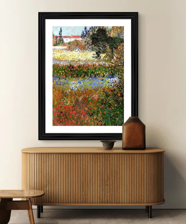 Giardino_Fiorito_Flowered_Garden_1888,_A_Painting_by_Van_Gogh,_Framed,_Wall_Decor,_Multicolor