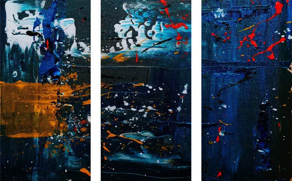 Abstract_Theme_Modern_Art_Painting,_Wall_D�cor,_Framed_Canvas,_Set_of_3,_9"x18"_each,_Multicolor