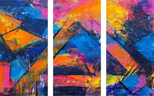 Abstract_Theme_Modern_Art_Painting,_Wall_D�cor,_Framed_Canvas,_Set_of_3,_9"x18"_each,_Multicolor