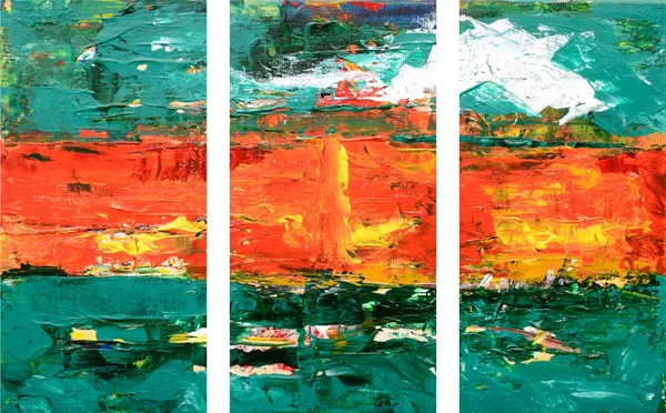 Abstract_Theme_Modern_Art_Painting,_Wall_D�cor,_Framed_Canvas,_Set_of_3,_9"x18"_each,_Multicolor