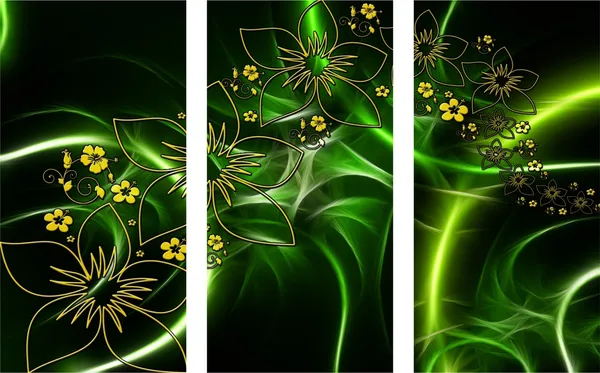 Abstract_Theme_Modern_Art_Painting,_Wall_D�cor,_Framed_Canvas,_Set_of_3,_9"x18"_each,_Multicolor