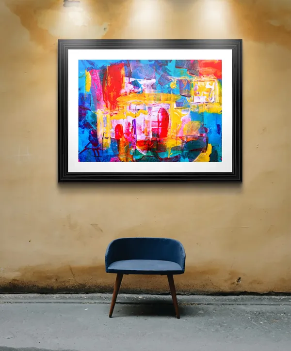 Abstract_Theme_Modern_Art_Painting,_Wall_D�cor,_Framed,_Multicolor