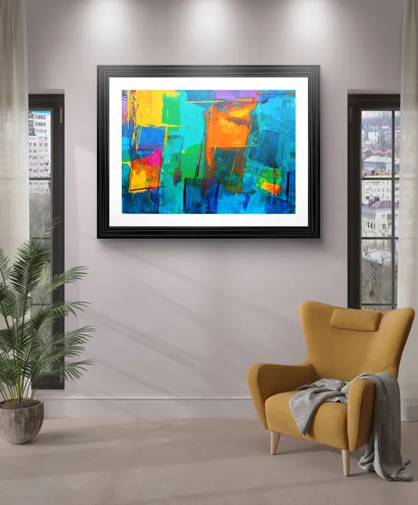 Abstract_Theme_Modern_Art_Painting,_Wall_D�cor,_Framed,_Multicolor