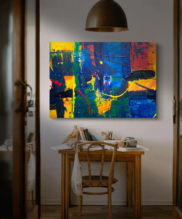 Abstract_Theme_Modern_Art_Painting,_Wall_D�cor,_Framed_Canvas,_Multicolor