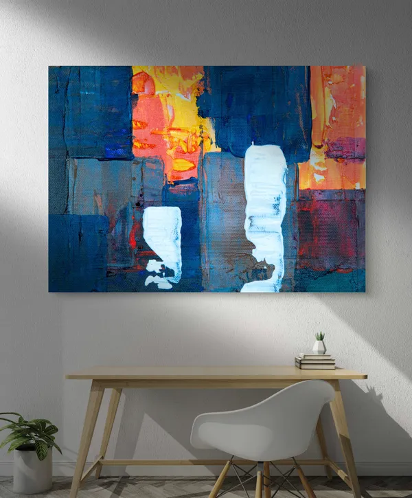 Abstract_Theme_Modern_Art_Painting,_Wall_D�cor,_Framed_Canvas,_Multicolor