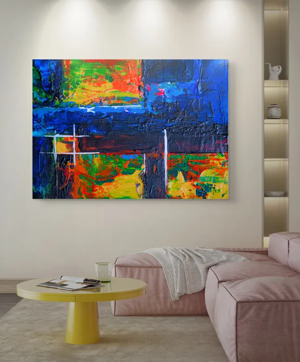 Abstract_Theme_Modern_Art_Painting,_Wall_D�cor,_Framed_Canvas,_Multicolor