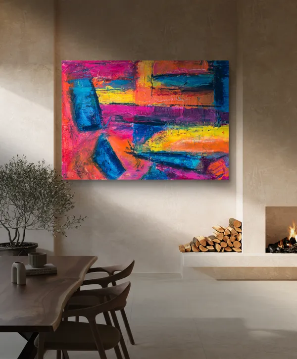 Abstract_Theme_Modern_Art_Painting,_Wall_D�cor,_Framed_Canvas,_Multicolor