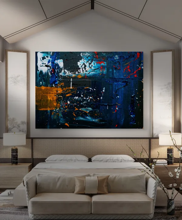 Abstract_Theme_Modern_Art_Painting,_Wall_D�cor,_Framed_Canvas,_Multicolor