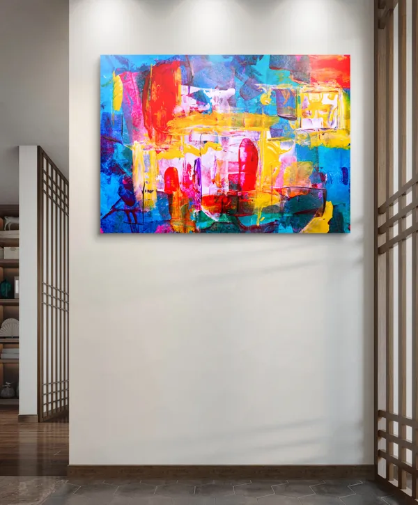 Abstract_Theme_Modern_Art_Painting,_Wall_D�cor,_Framed_Canvas,_Multicolor