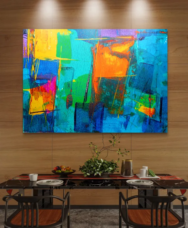 Abstract_Theme_Modern_Art_Painting,_Wall_D�cor,_Framed_Canvas,_Multicolor