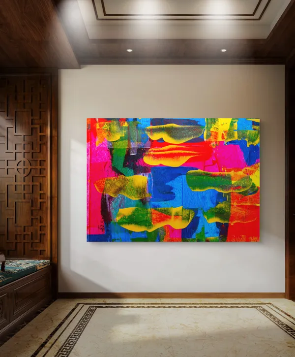 Abstract_Theme_Modern_Art_Painting,_Wall_D�cor,_Framed_Canvas,_Multicolor