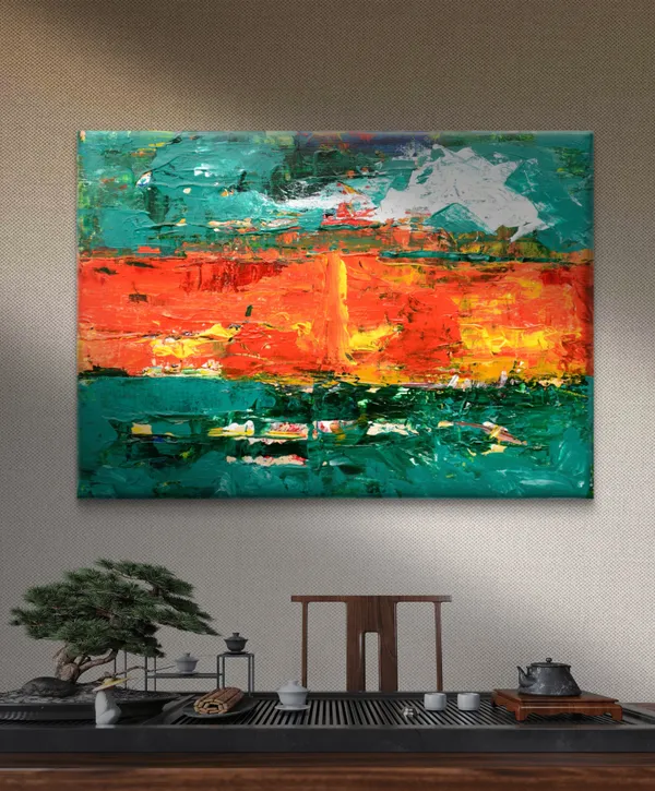 Abstract_Theme_Modern_Art_Painting,_Wall_D�cor,_Framed_Canvas,_Multicolor