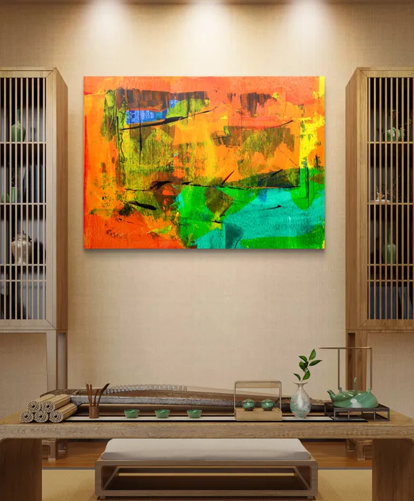Abstract_Theme_Modern_Art_Painting,_Wall_D�cor,_Framed_Canvas,_Multicolor