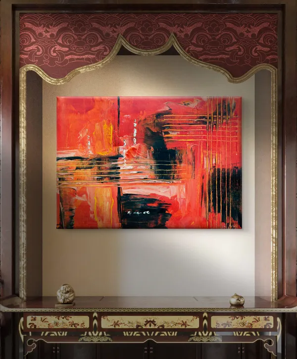 Abstract_Theme_Modern_Art_Painting,_Wall_D�cor,_Framed_Canvas,_Multicolor