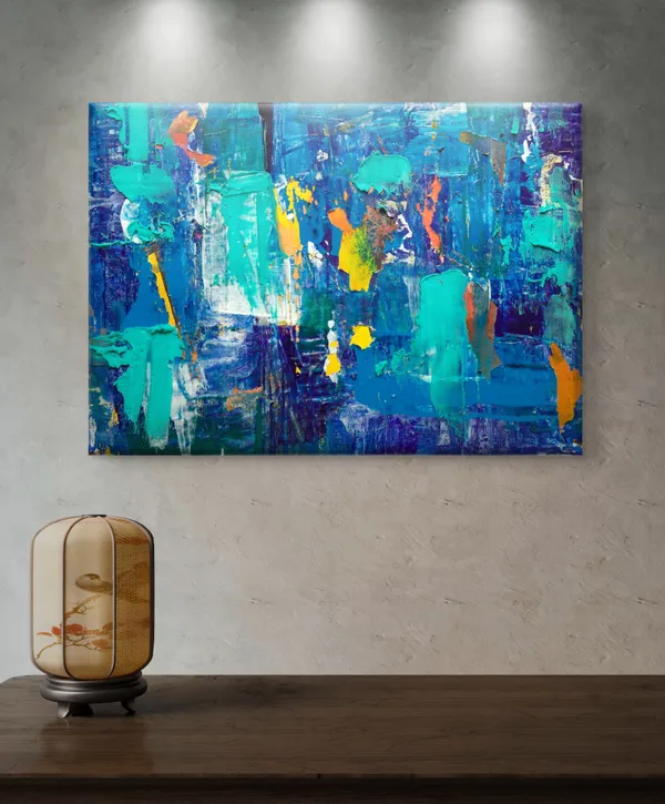 Abstract_Theme_Modern_Art_Painting,_Wall_D�cor,_Framed_Canvas,_Multicolor