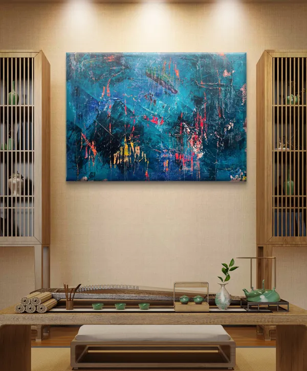 Abstract_Theme_Modern_Art_Painting,_Wall_D�cor,_Framed_Canvas,_Multicolor