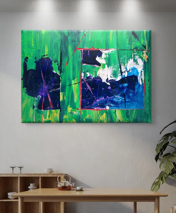 Abstract_Theme_Modern_Art_Painting,_Wall_D�cor,_Framed_Canvas,_Multicolor