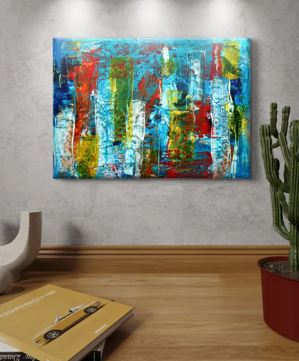 Abstract_Theme_Modern_Art_Painting,_Wall_D�cor,_Framed_Canvas,_Multicolor