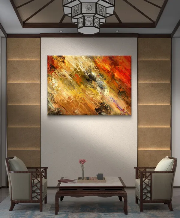 Abstract_Theme_Modern_Art_Painting,_Wall_D�cor,_Framed_Canvas,_Multicolor