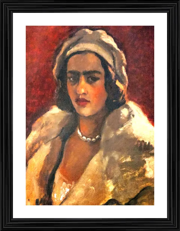 Self_Portrait_1_-_A_Painting_by_Amrita_Sher-Gil,_Wall_Decor,_Framed,_Multicolor