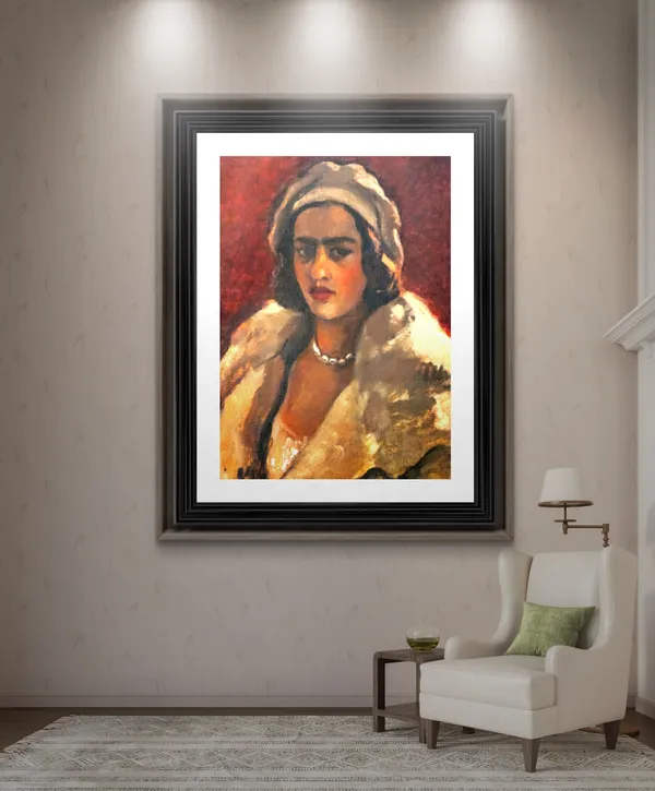 Self_Portrait_1_-_A_Painting_by_Amrita_Sher-Gil,_Wall_Decor,_Framed,_Multicolor