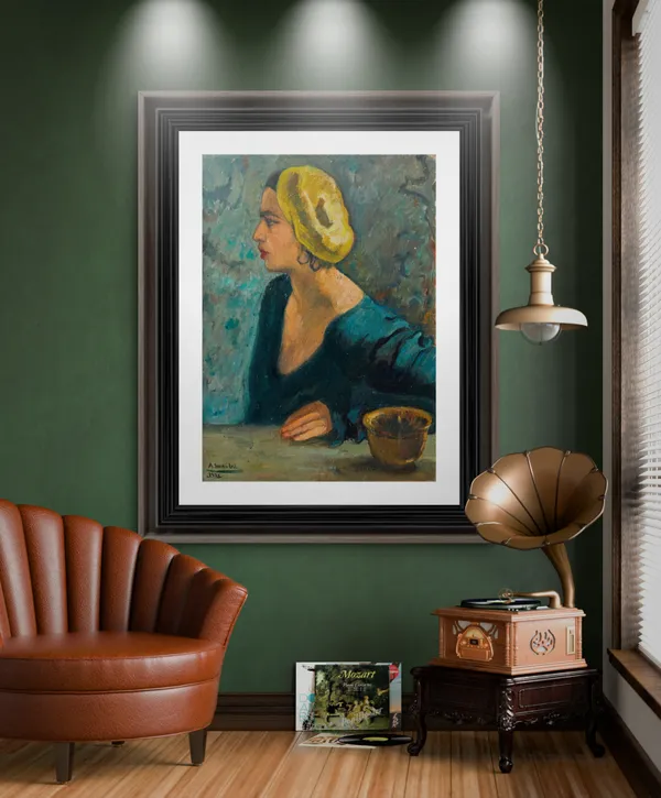 Self_Portrait_4_-_A_Painting_by_Amrita_Sher-Gil,_Wall_Decor,_Framed,_Multicolor