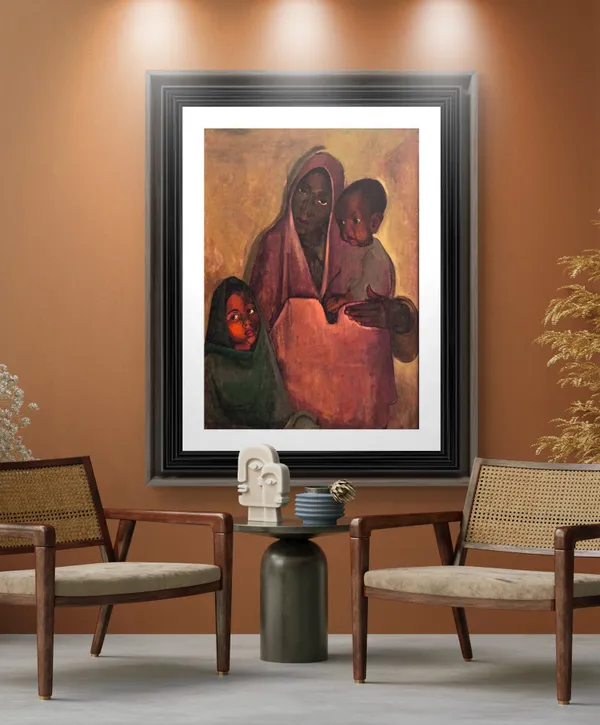 Tribal_Family_-_A_Painting_by_Amrita_Sher-Gil,_Wall_Decor,_Framed,_Multicolor