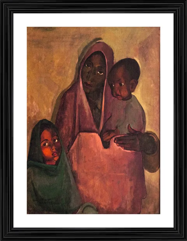 Tribal_Family_-_A_Painting_by_Amrita_Sher-Gil,_Wall_Decor,_Framed,_Multicolor