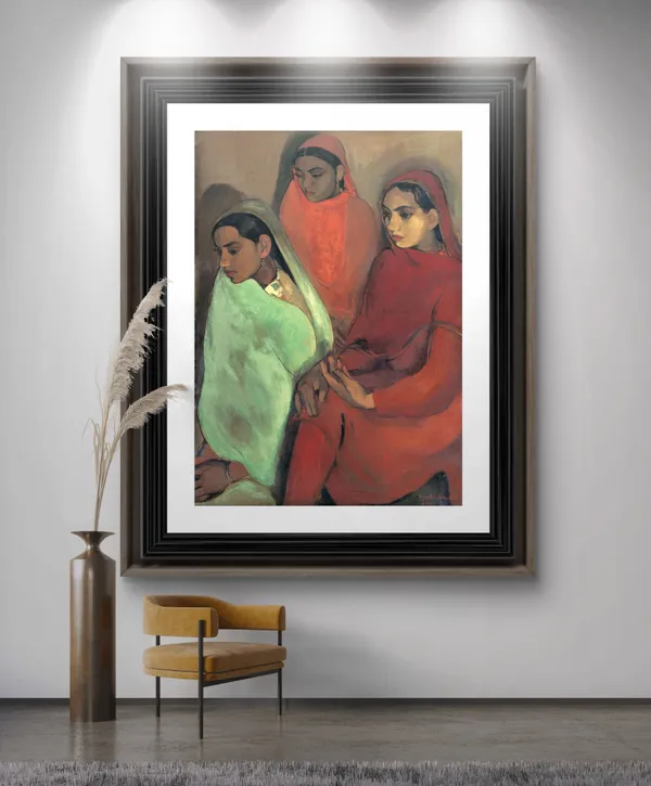 Three_Girls_(1935)_-_A_Painting_by_Amrita_Sher-Gil,_Wall_Decor,_Framed,_Multicolor