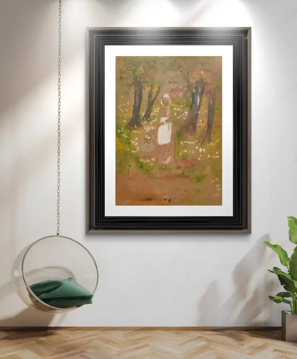 Mother_and_Child_in_the_Garden_-_A_Painting_by_Amrita_Sher-Gil,_Wall_Decor,_Framed,_Multicolor