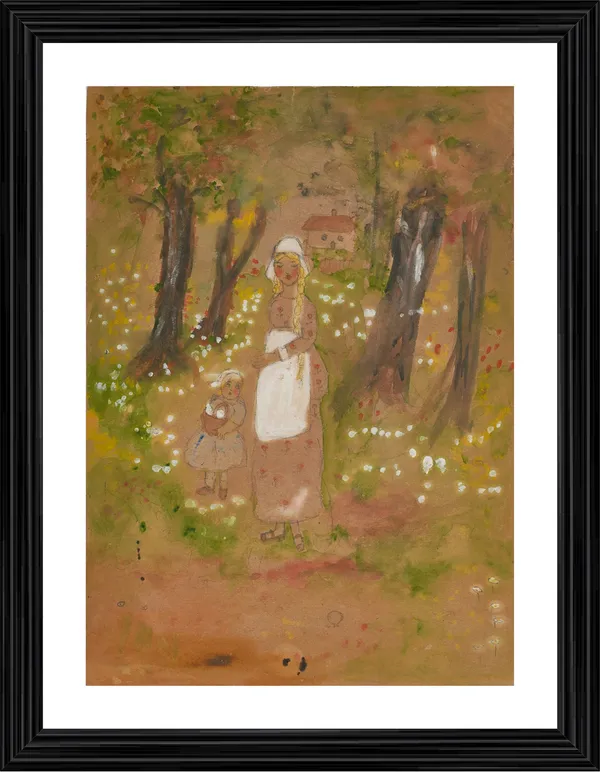 Mother_and_Child_in_the_Garden_-_A_Painting_by_Amrita_Sher-Gil,_Wall_Decor,_Framed,_Multicolor