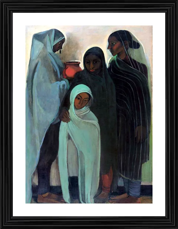Four_Girls_-_A_Painting_by_Amrita_Sher-Gil,_Wall_Decor,_Framed,_Multicolor