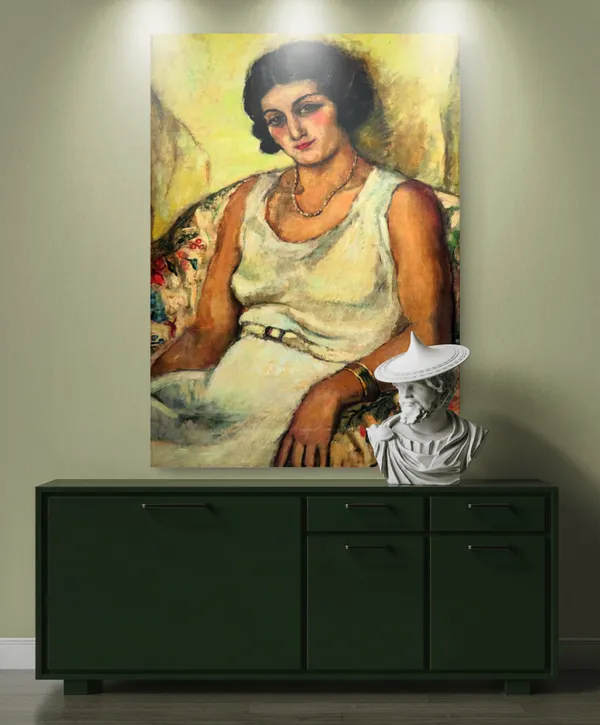 Self_Portrait_2_-_A_Painting_by_Amrita_Sher-Gil,_Wall_Decor,_Framed_Canvas,_Multicolor