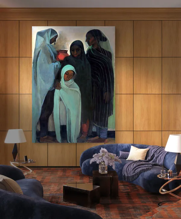 Four_Girls_-_A_Painting_by_Amrita_Sher-Gil,_Wall_Decor,_Framed_Canvas,_Multicolor