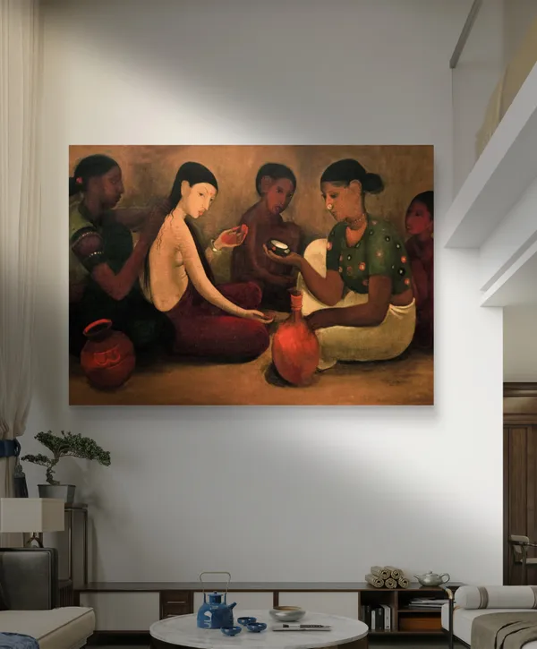 Village_Bride_-_A_Painting_by_Amrita_Sher-Gil,_Wall_Decor,_Framed_Canvas,_Multicolor