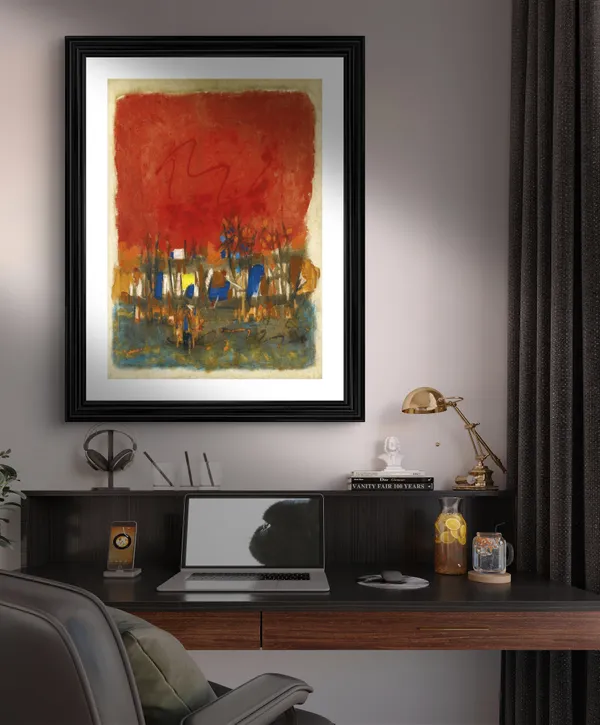 Red_Landscape_(1964)-_M.F._Husain's_Painting,_Framed,_Wall_Decor,_Multicolor