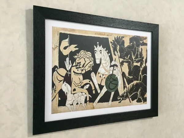 Five_Horses*-Set_of_2_Paintings_by_M.F._Husain,_Framed,_Wall_Decor,_Multicolor