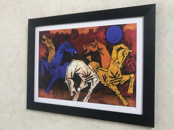 Five_Horses*-Set_of_2_Paintings_by_M.F._Husain,_Framed,_Wall_Decor,_Multicolor