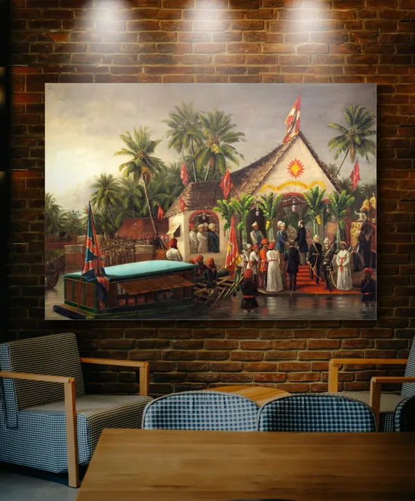 Travancore_King_meets_British_officials,1880,_A_Raja_Ravi_Varma_Painting,_Framed_Canvas,_Multicolor