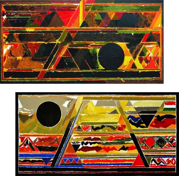 Bharat_Bhoomi-_Paintings_by_S._H._Raza,_Wall_Decor,_Unframed_Canvas_art_prints,_Set_of_2