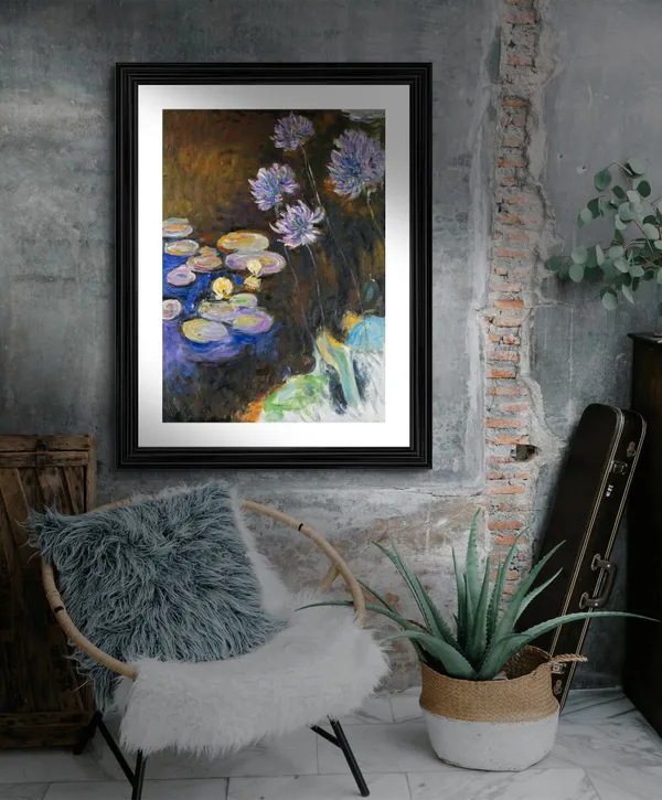 Water_Lilies_and_Agapanthus*_(1923),_A_Painting_by_Claude_Monet,_Wall_D�cor,_Framed,_Multicolor