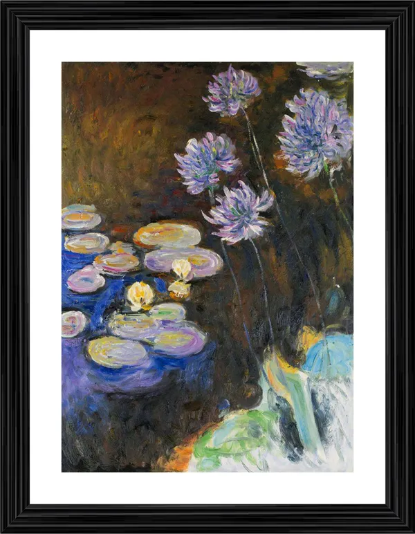 Water_Lilies_and_Agapanthus*_(1923),_A_Painting_by_Claude_Monet,_Wall_D�cor,_Framed,_Multicolor