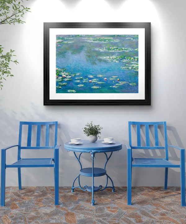 Water_Lilies,_Harmony_in_Blue*_(1917),_A_Painting_by_Claude_Monet,_Wall_D�cor,_Framed,_Multicolor