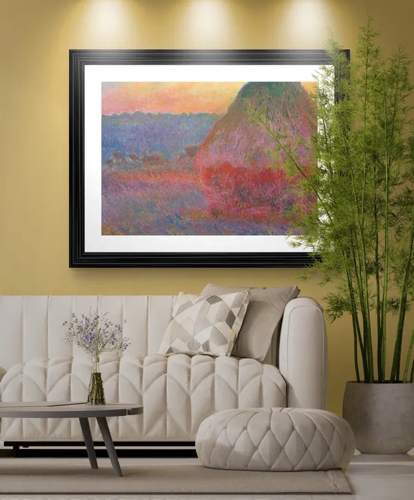 Haystacks*_(1890),_A_Painting_by_Claude_Monet,_Wall_D�cor,_Framed,_Multicolor
