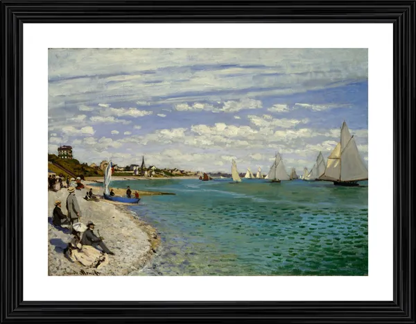 Beach_@_Pourville-2_(1882),_A_Painting_by_Claude_Monet,_Wall_D�cor,_Framed,_Multicolor
